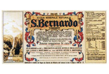 Etichetta storica dell'Acqua Minerale Naturale S.Bernardo di Garessio, autorizzata alla vendita nel 1926